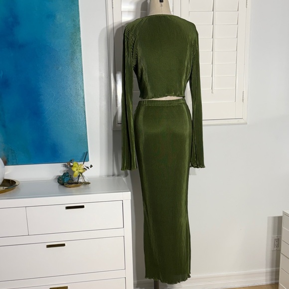 Elegant Olive Green Skirt Set - Picture 5 of 7